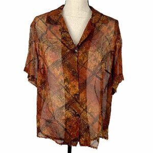 Robbie Bee VIntage Silk Blouse 14W Autumn Tones